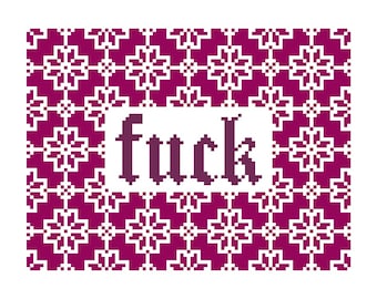 f**k fancy border x-stitch pattern / funny cross stitch pattern / digital download