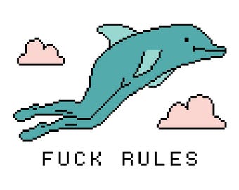 f**k rules x-stitch pattern / funny cross stitch pattern / digital download