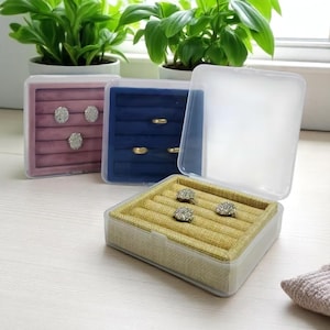 Portable Jewelry Storage Tray with Clear Dust Cover – Small Organizer for Rings, Earrings, Drawers, Display & Travel Use