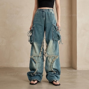 Y2k Jeans Lace Up - Etsy
