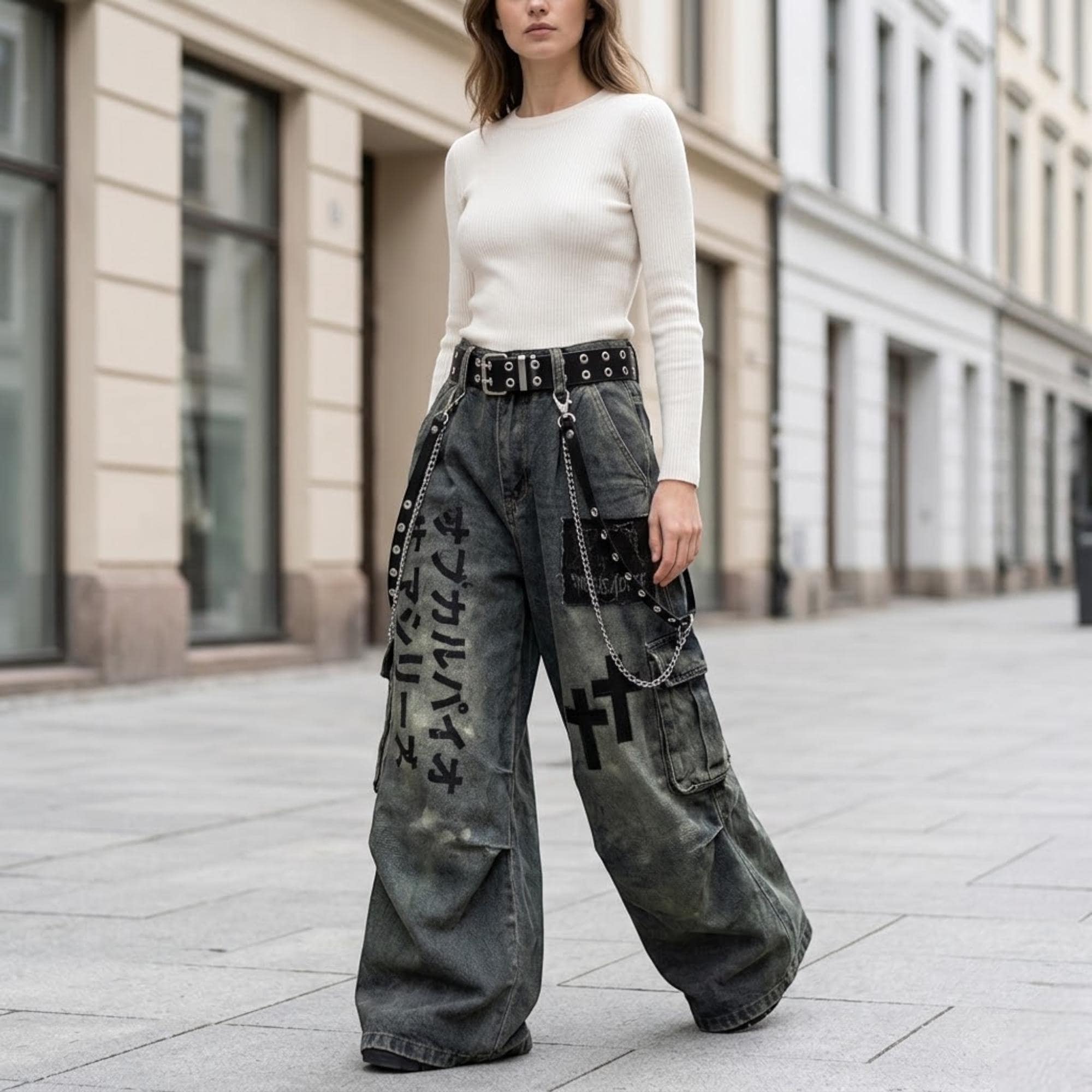 Y2K Denim Jorts Women, Baggy Long Jean Shorts, Wide Leg Knee