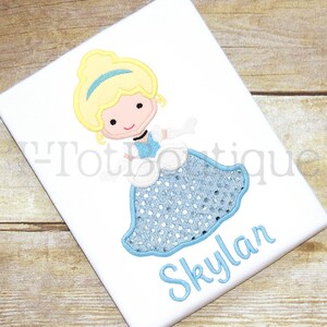 Pick Your Princess Sparkly Cinderella Cutie Girl Embroidered Shirt or Bodysuit with Sequins and Bling Glitter Sparkle - FREE PERSONALIZATION