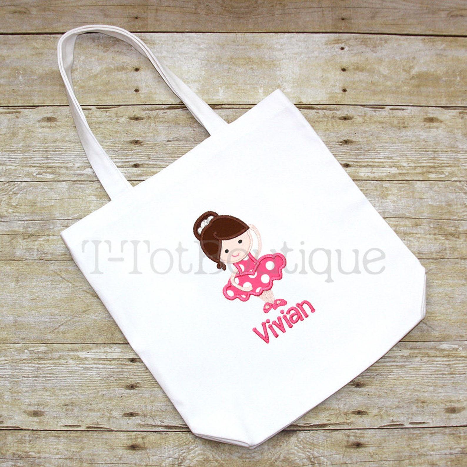 sale - ballerina embroidered tote bag ballet bag dance bag - first day of dance class or dance recital - free personalization