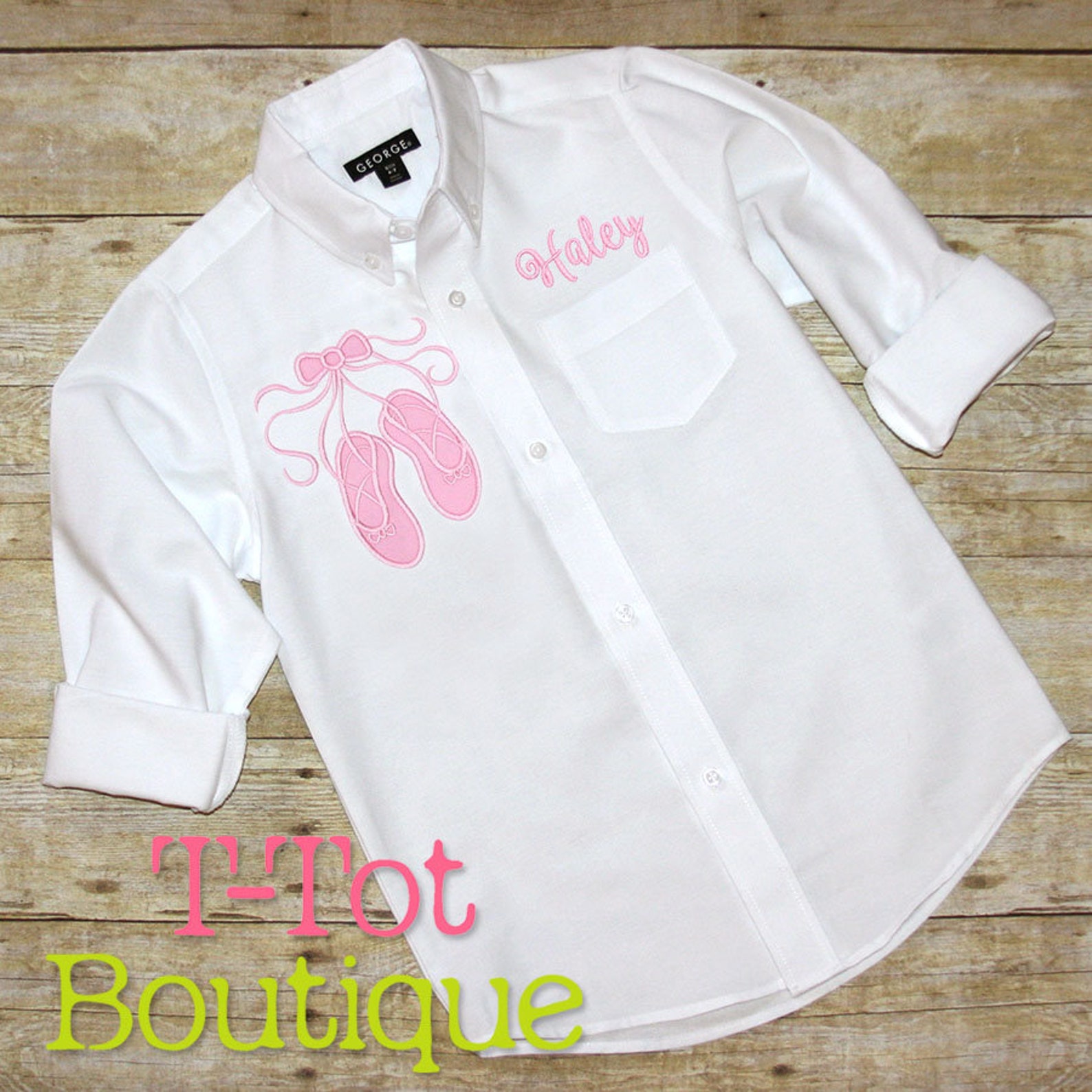 dance recital cover up oversized monogram button up shirt - ballet shoes - dance revue review gift pointe shoes slippers over si