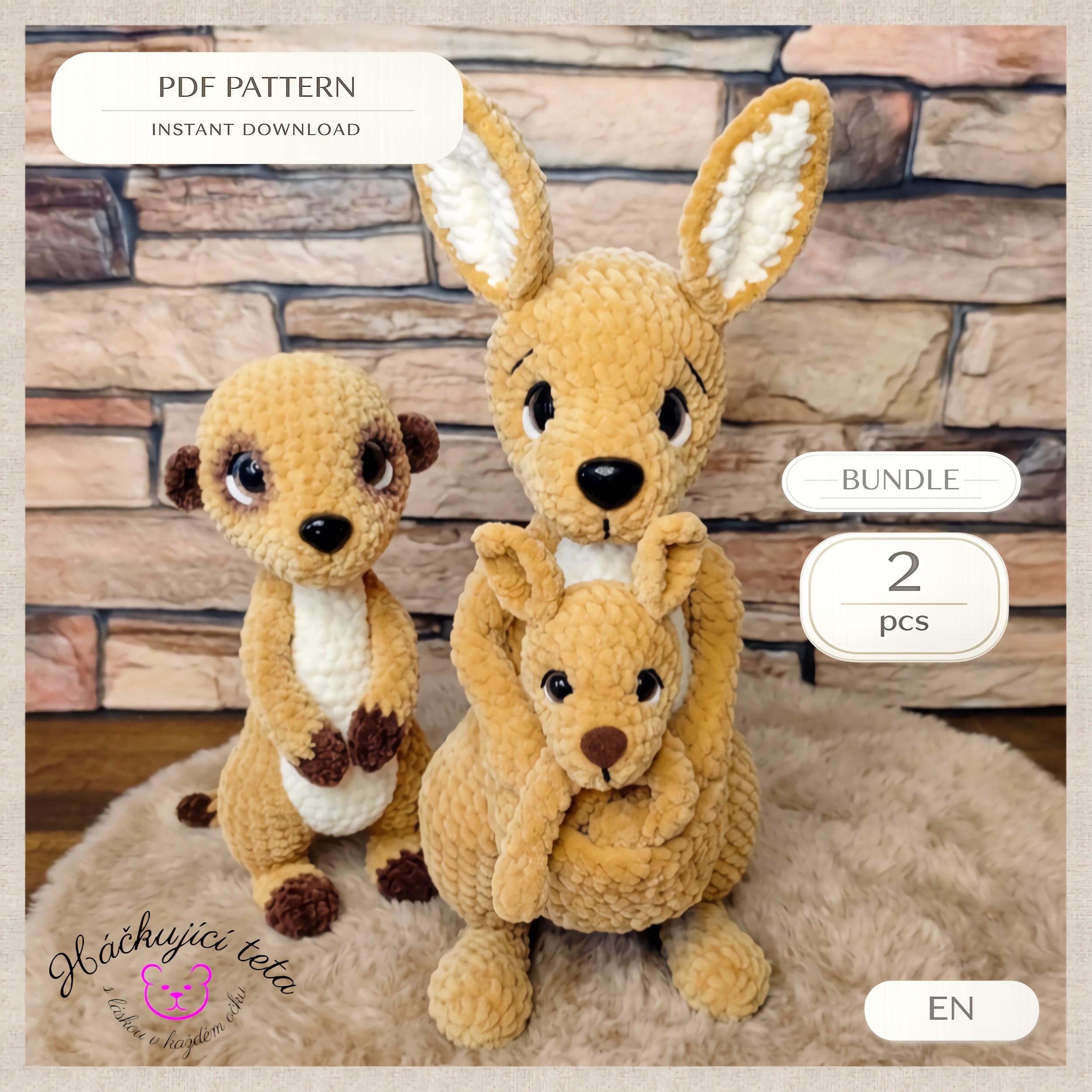 Kangaroo and Meerkat Crochet Pattern Bundle PDF - Safari Animal ...