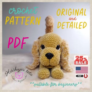 Original Crochet Cocker Spaniel Pattern – Amigurumi Dog, DIY Stuffed Dog, PDF Crochet Pattern, Instant Download, Handmade Plush, Beginner