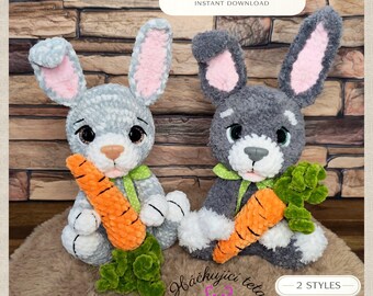Gehäkelter Hase mit Karotte-Muster - Amigurumi Spielzeug (PDF Download)