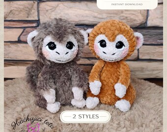 Äffchen Anleitung PDF – Amigurumi Spielzeug, 2 Styles, anfängerfreundlich (PDF Download)