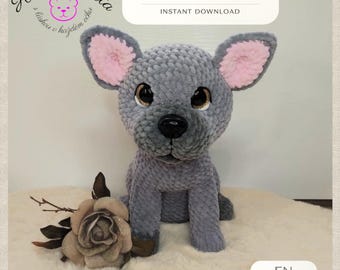 Wzór na szydełko na buldoga francuskiego – piesek amigurumi Frenchie, samouczek szydełkowania w formacie PDF, przyjazny dla początkujących