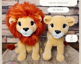 Löwe und Jungtier Häkelanleitungen-Bundle - Amigurumi Familie (PDF Download)