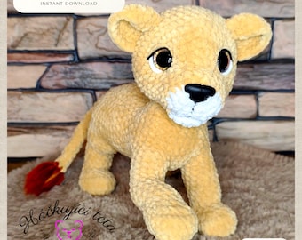 Baby Löwe Amigurumi Häkelanleitung - Dschungeltier Baby Spielzeug (PDF Download)