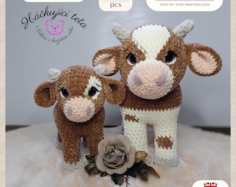 Kuh und Kalb Häkelanleitung PDF | Amigurumi Bauernhof Tier Bündel | Zwei Häkelanleitungen | Schritt-für-Schritt Meisterklasse