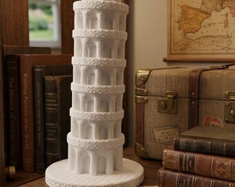 Knitted Leaning Tower of Pisa, Handmade Miniature Italian Landmark, Decorative Travel Gift for Architecture and Italy Enthusiasts