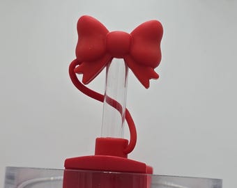 Red 3d bow straw topper | Tumbler straw topper | 3d bow straw topper for 10mm straws | stanley size straw topper | Tumblers straws