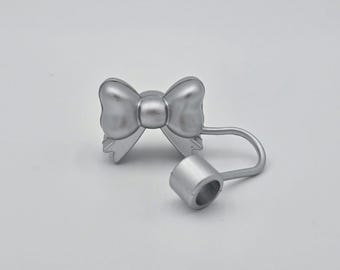 Silver 3d bow straw topper | Tumbler straw topper | 3d bow straw topper for 10mm straws | stanley size straw topper | Tumblers straws LAST 2