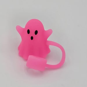 Glow in the dark pink ghost straw topper- fits 10mm straws