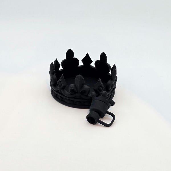 Black crown tumbler boot and crown straw topper - tumbler accessory- tumbler bottom protector and straw cover princess crown tumbler