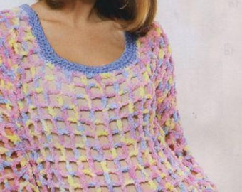 Crochet Women’s Pullover Pattern, Lightweight Lacy Sweater PDF, Easy Crochet Top Tutorial