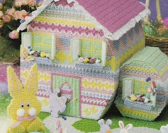 Plastic Canvas Easter House Pattern – Bunny, Basket & Egg Decor