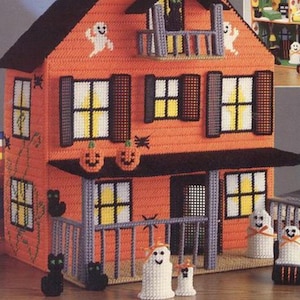 Plastic Canvas Haunted Dollhouse – Spooky Halloween Miniature House Pattern