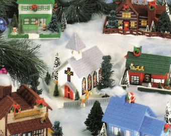 Plastic Canvas Pattern Book – Christmas Village – Holiday Houses & Church – Vintage PDF Craft Pattern