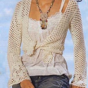 Crochet Pattern Ladies Bolero & Shorted Cardigan PDF English crochet pattern Ladies bolero Lace Lacy cardigan Size 34/36 38/40