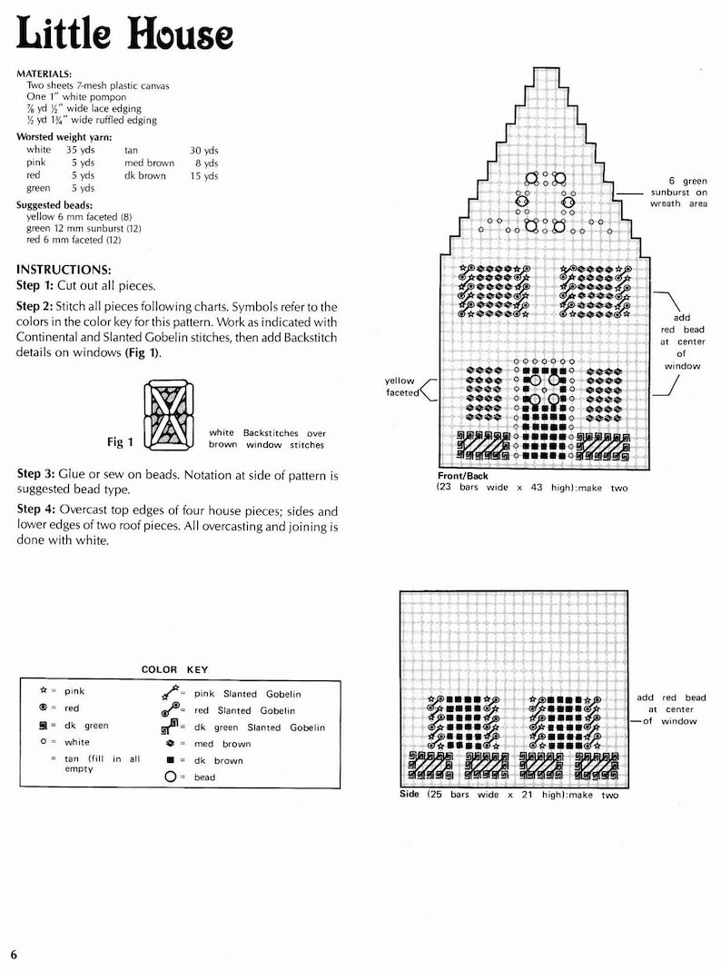 Plastic Canvas Gingerbread House Village Pattern – Christmas Holiday Decor, Candy House Ornaments, Plastic Canvas PDF image 3