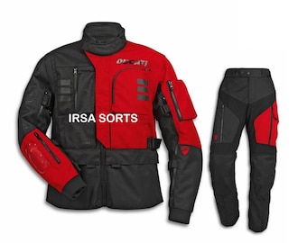Traje de moto Ducati Explorer 2.0 para hombre – Rojo y negro / Tejido Cordura / Equipamiento de protección CE para competición