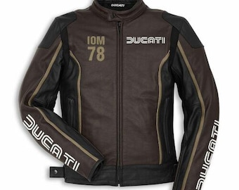 Ducati Leather Motorcycle Jacket – Men’s Armored Biker Racing Jacket