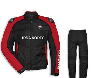 Herren Ducati Corse Motorradanzug | CE Gepanzerte wasserdichte Cordura-Reitausrüstung