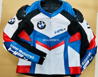 Chaqueta de carreras profesional BMW HP4 / Piel perforada auténtica / Chaqueta de cuero para moto de carreras BMW Motorrad - Piel de vacuno