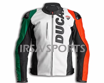 Chaqueta de cuero para moto Ducati Ducati Corse Tricolore Chaqueta de cuero dedicada a los propietarios de la Panigale V4 Tricolore y Tricolore Italia.