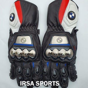Gants moto BMW - Blouson de motard en cuir premium Gants de course BMW pour homme - Equipement moto en cuir véritable