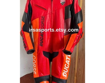 Ducati Corse C6 Leather Motorcycle Suit – Men’s Armored Biker Racing Gear