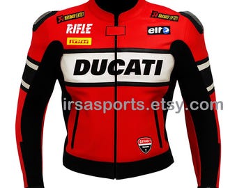 Chaqueta de moto de cuero Ducati: Equipación premium de motociclista para hombre / Chaqueta de motociclista con protección genuina / Chaqueta de cuero Ducati Corse C6