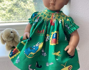 15 inch Handsmocked Bishop Doll Dress Featuring Goodnight Moon Print