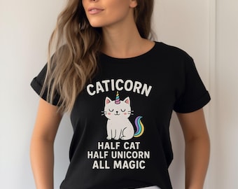 Caticorn T-Shirt: Rainbow Unicorn Cat Mom Gift