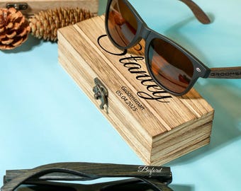 Prsonalized Wood Sunglasses With Box, Groomsmen Gifts Sunglasses, Groomsman Gift set, Groomsmen Proposal, Gift for Groomsman Sunglasses