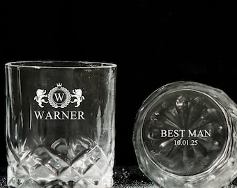 Spersonalizowany prezent dla niego w postaci szklanki do whisky, grawerowana szklanka do whisky dla drużbów, prezent dla drużby, prezent dla świadka, prezent dla taty, prezent świąteczny dla niego