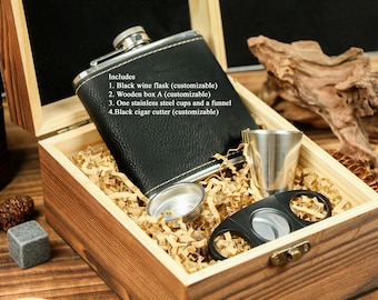 Regalo de propuesta para padrinos de boda, set de petaca, cortador de puros para hombre, gafas de sol en caja de regalo personalizada, idea de regalo para padrinos de boda, regalo para padrinos de boda