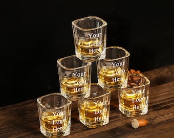 Custom Logo 2oz Shot Glass, Personalized Company Logo Engraved Shot Glass Customized Logo Promotional Products Shot Glasses Corporate Gift