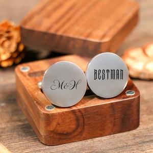 Personalized Cufflinks, Groomsmen Gifts, Custom Engraved Wedding Day Cufflinks, Grooms men Proposal, Bachelor Party Gift For Husband