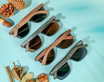Individuell gravierte Sonnenbrille, personalisiertes Groomsmen-Geschenkset, trendige Trauzeuge-Vorschlag-Idee, einzigartiges Sonnenbrillen-Geschenk für ihn
