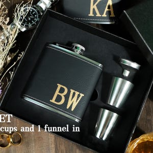 Custom 6oz Black Flask,Engraved Flask,Gift for Him,Engraved Mens Gift,Groomsmen Gifts,Gift for Groom,Best Dad Gift,Wedding Party Favors