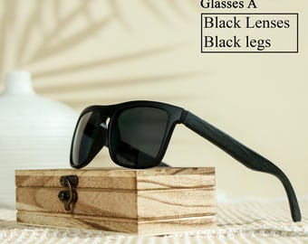 Prsonalized Wood Sunglasses With Box, Groomsmen Gifts Sunglasses, Groomsman Gift set, Groomsmen Proposal, Gift for Groomsman Sunglasses