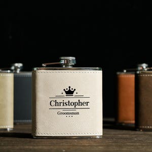 Artisan-Crafted Monogrammed Flask | Custom Text/Date Engraved PU Leather Whiskey Flask | 21st Birthday,  | Leak-Proof Portable Bar Gift