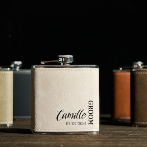 Engraved Flask,Hip Flask,Custom Name Engraved Best Man Gift, Personalized Flask for Men,Leather Flask,Flasks,Groomsman Flask,Groomsmen Gift