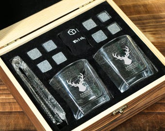 Personligt whiskyglasset med trälåda, whiskystenset, present till marskalken, present till best man, present till pojkvän, presenter till bröllopsfesten