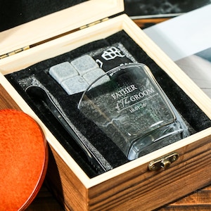 Personalized Whiskey Glass Set with Wooden Box, Groomsmen Gift, Best Man Gift, Groomsman Proposal, Boyfriend Gift, Gifts for Men