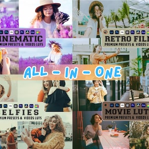 Alles-in-één LUTs & Presets-bundel voor videobewerking | Filmfilters voor mobiele en desktopprogramma&#39;s: kleurgradatie foto&#39;s en video&#39;s